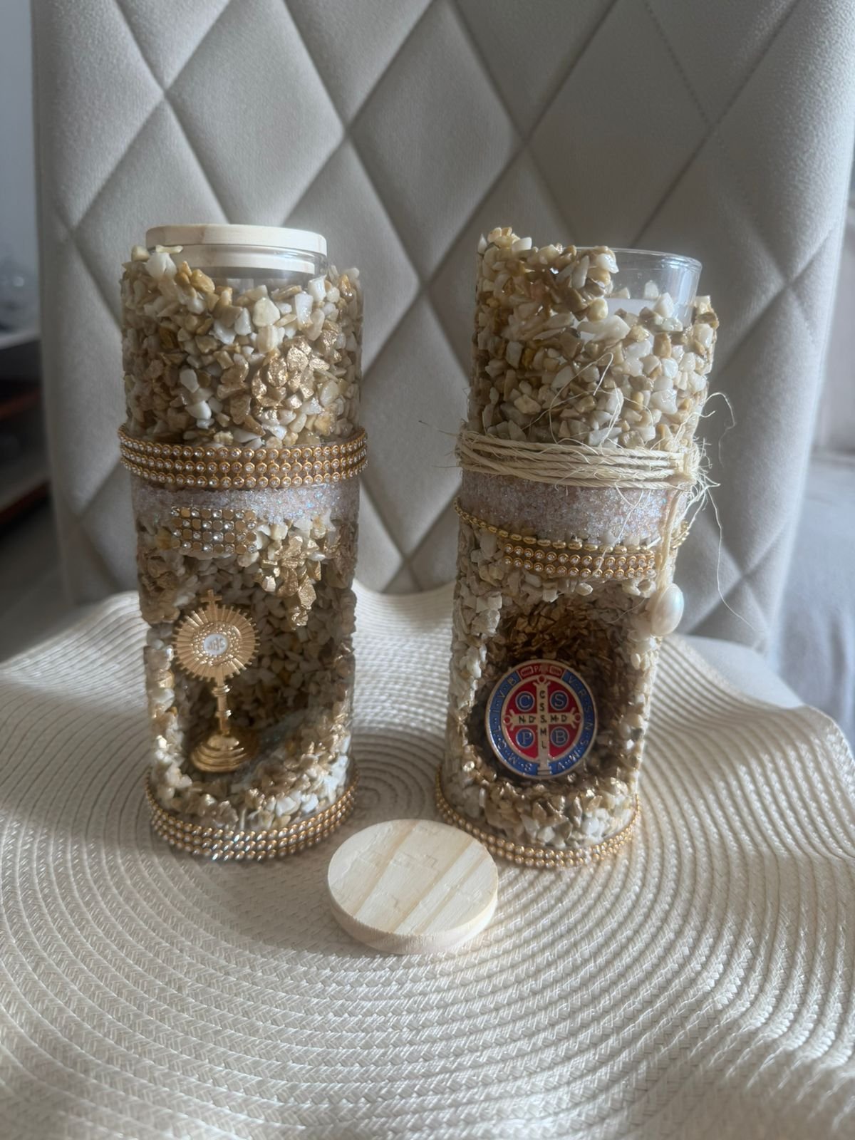 Velas oratórias refil com ostensório e medalha de São Bento